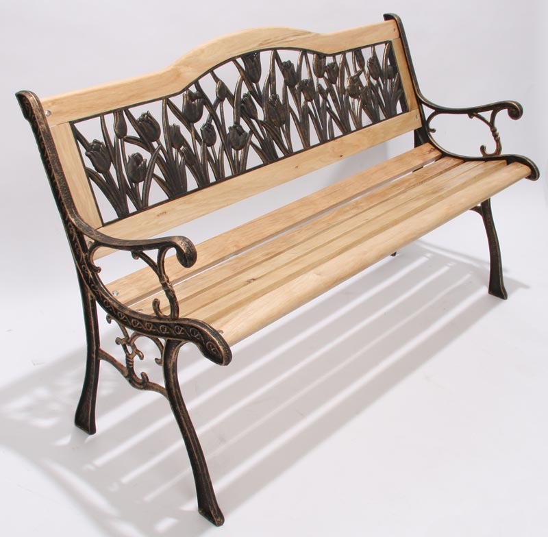 Banco de jardín ALMADA hierro bronce/madera, 126x50x73cm