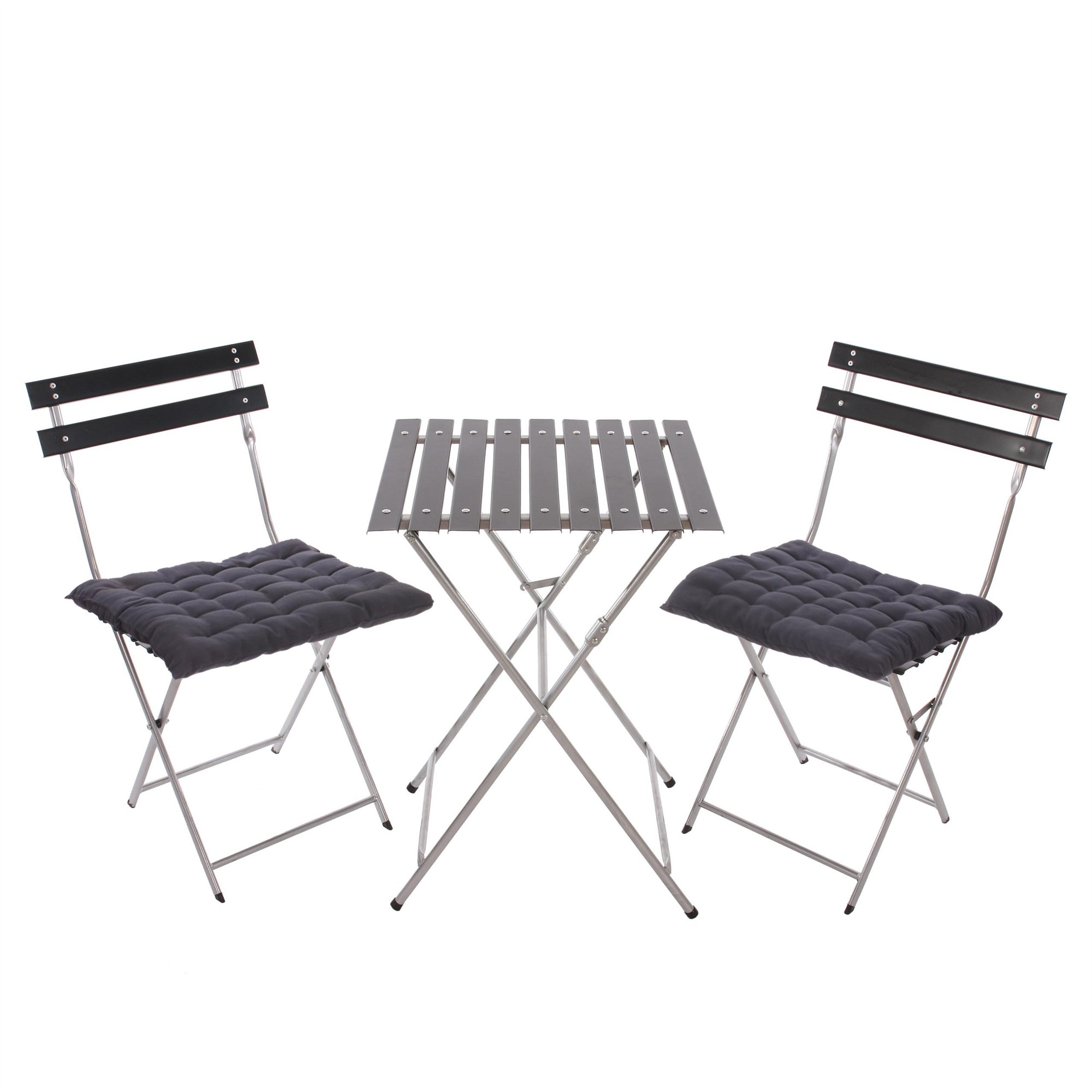 Conjunto De 2 Sillas + Mesa Para Terraza O Jardín En Metal Negro Muy ...