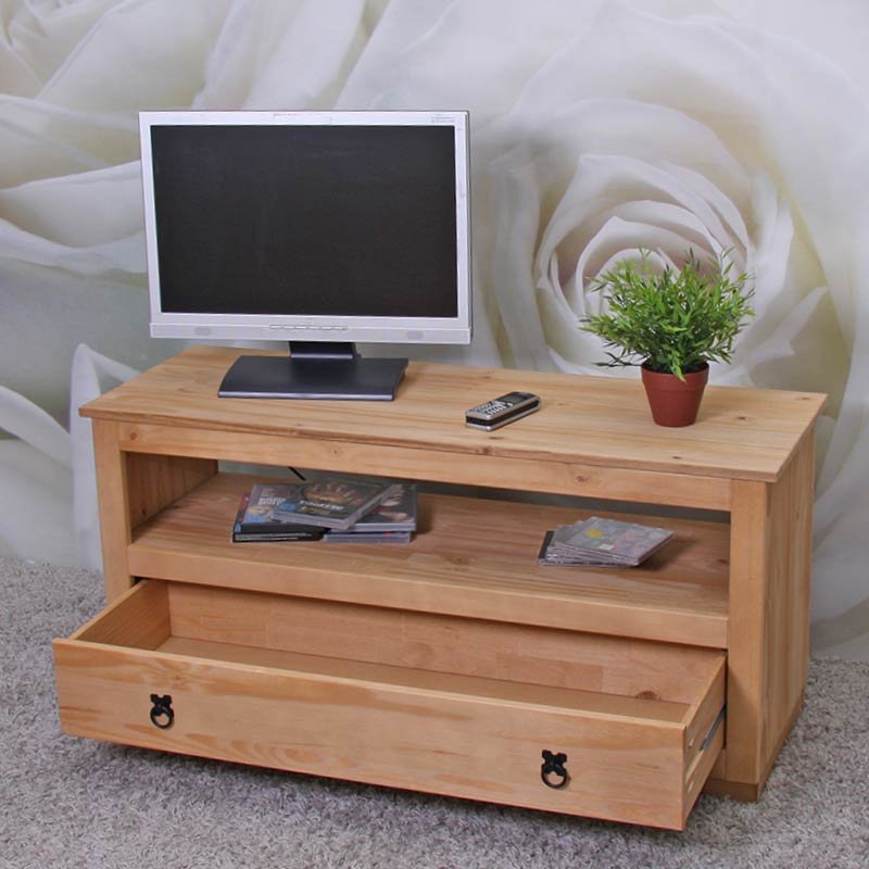 Mesa para TV LOWBOARD, en madera de pino, 110x53x39 cm - Mesa estante